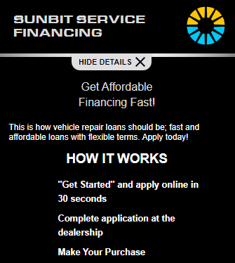 Sunbit Service Financing Available